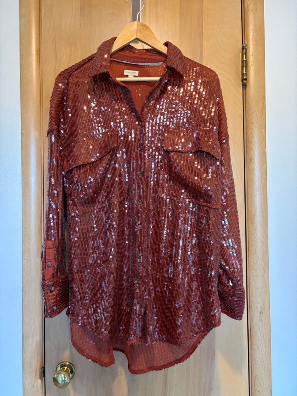 Pilcro Rust Sequin Shirt